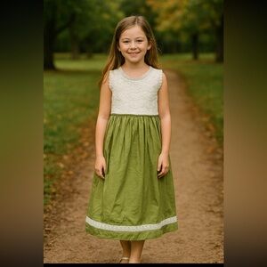 Elestory Holly Dress‎ Cream Green Size 10-12
